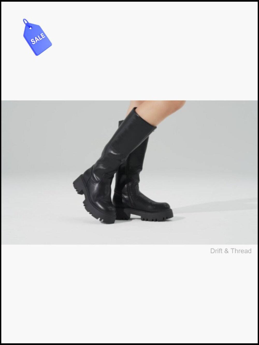 Knee High Chunky Platform Boots with Side Zip - Picture 7 of 7
